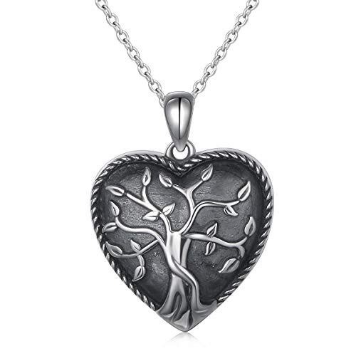 S925 Sterling Silver Heart Tree of Life Urn Pendant Memorial Ashes Keepsake Exquisite