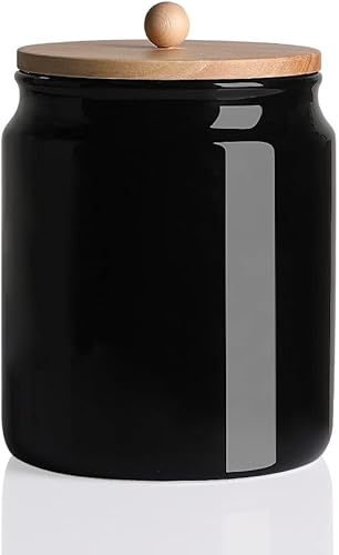 SWEEJAR Recipientes de cerámica para cocina, tarro de almacenamiento de alimentos de porcelana de 58 FLOZ con tapa de madera hermética, contenedor