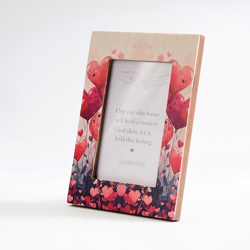 Image of Decorative Photo Frame with Red Heart Floral Design, Premium MDF Material, Table and Wall Mount, Romantic Gift for Couples, Anniversary, Birthday, Valentine