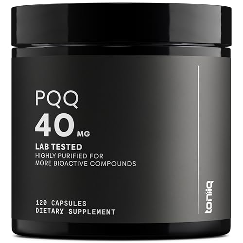 Toniiq 99%+ 40mg Supplement - Ultra High Purity PQQ 40mg Concentrated Formula - PQQ 40 mg 120 Capsules - Pyrroloquinoline Quinone Supplement - 1 Capsule Serving - Vegetarian Capsules