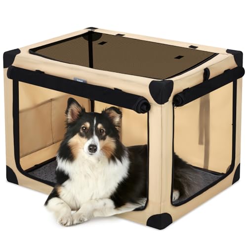38 Inch Collapsible Travel Dog Crate for Large Dogs, Portable 4-D...