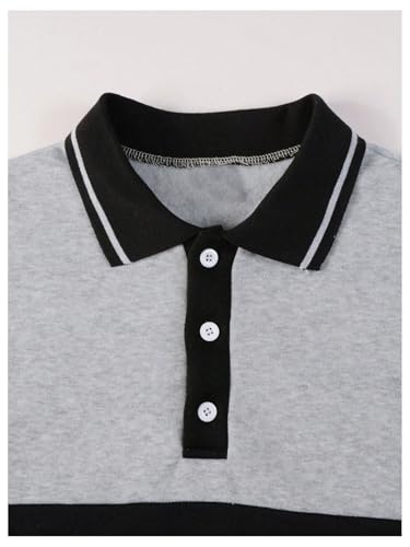 COZYEASE Men's Button Up Striped Sweatshirts Colorblock Long Sleeve Collared Pullovers3