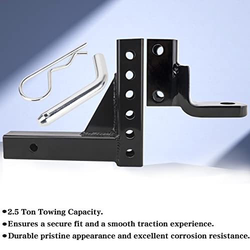 Drop Hitch Trailer Hitches, Adjustable Trailer Hitch Ball Mount With 2.5 Ton Towing Capacity, Truck Hitch For 2 Inch Towing Receiver Pickups Vans Suvs 8 Position Adjustable Drop Hitch #TOP5