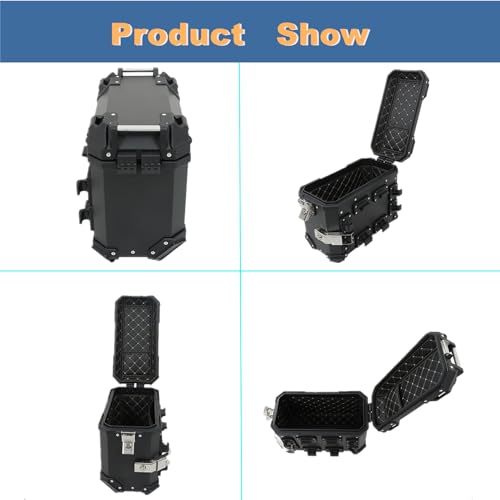 GXYWADY Caja lateral universal para motocicleta, maleta rígida lateral de 36L, negro, aluminio con soportes y cerradura de seguridad miniatura 3