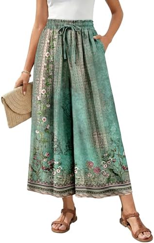 CHICZONE Womens Wide Leg Flowy Petite Length Cropped Palazzo Pant...
