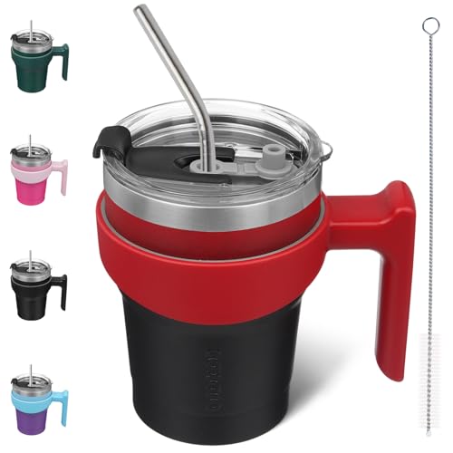 Image of BJPKPK 10 oz Mini Tumbler with Lid, Straw & Handle, Insulated Steel Cup