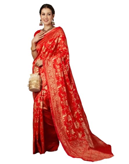 Image of Women's Banarasi Saree Pure Kanjivaram Silk Saree Soft Design Wear Pattu Sarees Cotton With Blouse Piece Kanchipuram for Wedding new ladies sadi
