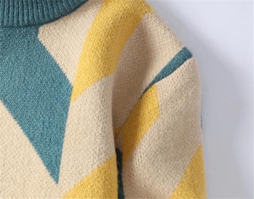 Men Argyle Turtleneck Sweater Tops Christmas Sweaters Thick Warm Harajuku Pullover Jumper4