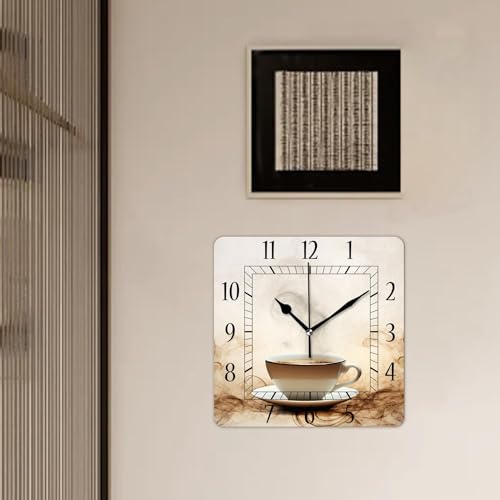 Decorative-Wall-Clock-10-Inch-Silent-Square-Clocks-for-Home-Living-Room-KitchenCoffee-Bean-Coffee-Beautiful Decorative Wall Clock 10 Inch Silent Square Clocks for Home Living Room KitchenCoffee Bean Coffee Beautiful
