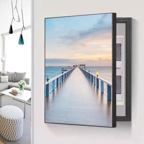 Image of Decorative Breaker Box Cover with PS Frame, Hide Ugly Electrical Fuse Panel, for Living Room Office School(E,Right_40*50CM/15.7 * 19.7IN)