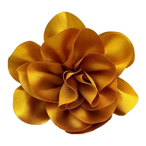 Image of Dainty Satin Fabric Flower Brooches for Women Large Rose Floral Brooch for Party Dance Wedding Banquet Elegant Camellia Fashion Brooch Pin for Women Girl 5.5inch