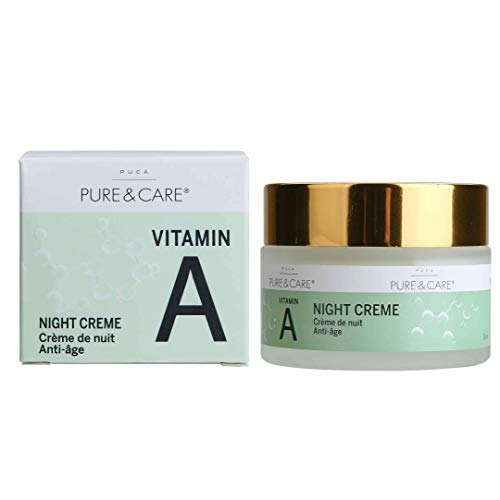 PUCA PURE & CARE | Vitamin A Night Cream | 50 ml | Retinol 0.25% Nachtcreme, Anti-Aging-Booster, Regeneriert Kollagenstruktur, Falten und Sonnenschäden | Proline, Squalane, Adenosin | 100% Vegan Cover