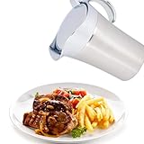Edelstahl Thermo Sauciere, Silberner Thermo Sauciere Doppelt Isoliert mit Klappdeckel Soßenkanne für Abendessen Restaurants Partys (L, 750ml)