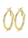 GoldChic Pendientes de Aro Dorado Acero Inoxidable 20mm Aros Pequeños Finos Oro Hipoalergénicos Ligeros Minimalistas Joyas de Mujer Chica