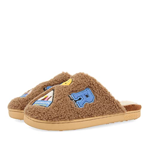 Chaussons chauds Gioseppo Turi marron brodés et doublés mouton