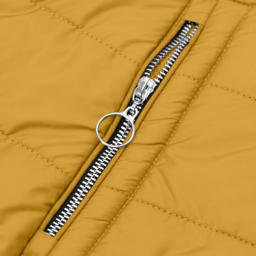 KOG Winterjacke Damen Baumwolle Puffer Jacke Elegant Daunenmantel Trainingsjacke Parka Oberteile übergangsmantel Warme Strickjacken Casual Frau Cordjacke Bikerjacke Softshelljacke Gelb S