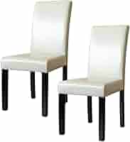 ダイニングチェア☆アイボリー×2 Amazon｜PUダイニングチェア2脚セット アウトレット アイボリー