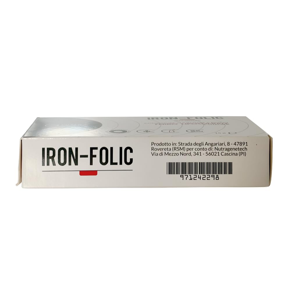 Iron-Folic – Integratore alimentare con Ferro Liposomiale (30 mg/cps.), Acido Folico, Vit. B6 e B12 – Contribuisce alla normale formazione dei globuli rossi e alla riduzione della stanchezza – 30 caps