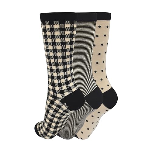 Clarks Women's Checkered Crew Socks 3 Pair, Khaki, Women's 4-10 Shoe2