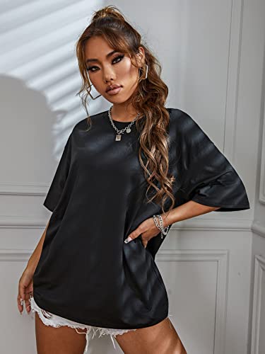 Soly Hux Women's Oversized T Shirts Graphic Tees Letter Print Casual Summer Tops Black Green Xs #TOP4