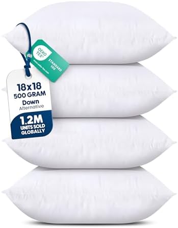 Utopia Bedding Throw Pillows (Set of 4, White) – 18 x 18 Inches D...