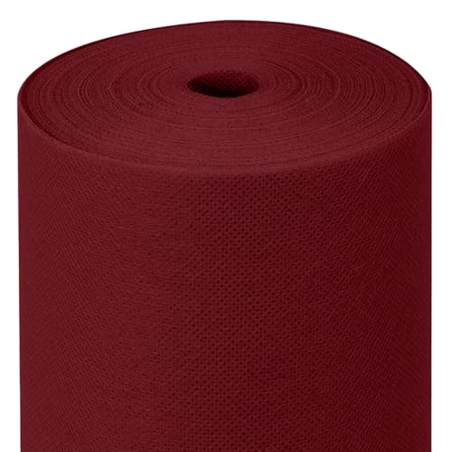 MAXI PRODUCTS   Rollo de Mantel TNT Precortado a 40 cm   1,2 x 48 m   Burdeos   Tejido no Tejido Spunbond (TNT)   Desechable con Efecto Tela   Resistente a Líquidos   Catering   IMPERMEABLE