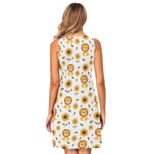 Image of ALAZA Women's Summer Dress Sun Dress Sleeveless with Pockets