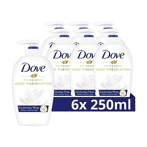 Dove Pflegende Hand-Waschlotion 6er Pack für trockene Hände Pumpspender mit ¼ Feuchtigkeitscreme (6 x 250 ml)