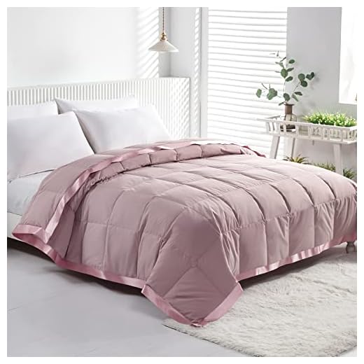 APSMILE Lightweight Down Blanket, Summer Cooling Down Comforter King Size, Ultra-Soft Breathable Thin Bed Quilt Duvet with Satin Trim(King, Lilac Purple)