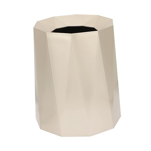 Cabilock Bote de basura redondo de plástico dorado y azul, 1 unidad, contenedores de basura interiores