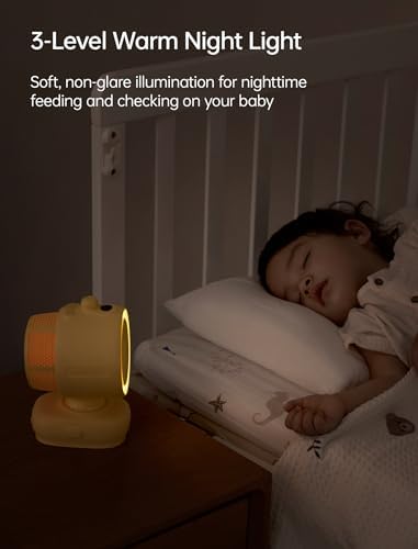JISULIFE Chic Stroller Fan 2026 –Baby Cool Helper: Smart 120° Auto Oscillation with 100 Speeds, 21H Super-Long Battery, Portable Baby Fan for Crib, Stroller & Bedroom, Gift for Moms-Yellow(Quadpod) - 3