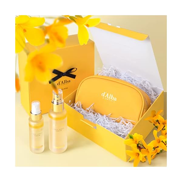 d'Alba Italienischer weißer Trüffel, veganes Geschenk für SIE, erstes Spray-Serum in voller Größe und Reisegröße und Beutel, Geschenkset für Gesichtsspray