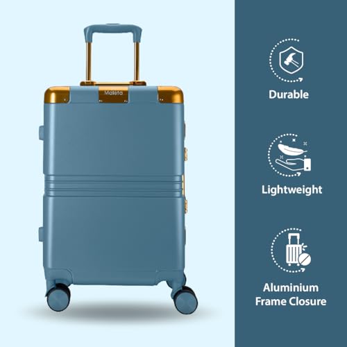 Image of Maleta Gold Series Check-in Large | 28 inch, 8 Spinner Wheels,Dual TSA Lock| Aluminium Frame | Trolley Bags for Travelling | Travel Bags for Luggage (Blue, Checkin-Large)