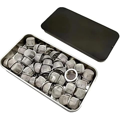Pipe Screens 50pcs 0.5" Premium Diameter Stainless Steel 1/2 Inch Screen Mesh Filter Bowl with Metal Box Cover