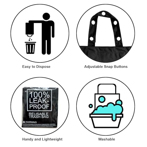 Image of Cute Hanging Car Trash Garbage Bag 100% Leakproof Waterproof Multipurpose for Car Back Front Seat Console with Hanging Strap (Black)
