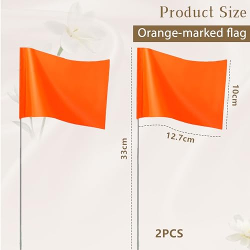 TELAIN Flo Orangefarbene Markierungsfähnchen,20er-Pack Marker-Fähnchen, Rasenfähnchen, Grenzfähnchen, Hundetrainingsfähnchen für Garten, Vermessungsfähnchen