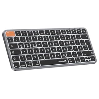 ProtoArc Beleuchtet Kompakte Kabellose Tastatur für Mac, K90-A Bluetooth QWERTZ Funk Tastatur, Mehrgeräte-Gerät, Aufladbar, Leise Wireless Keyboard Kompatibel mit MacBook Pro/Air, iPad, iPhone