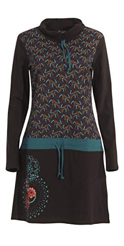 Coline - Vestido estampado de manga larga, diseño étnico Negro XXXL Cover