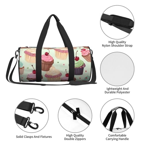 Travel Duffle Bag Weekender Bags for Men Women with Shoe Compartment Large Capacity Weekender Overnight Bag Cupcake Carry On Tote Bags Sport Gym Bag for Travel Yoga, Black, One Size4