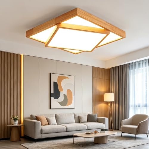 Plafonnier LED bois pour remplacer un éclairage agressif de chambre