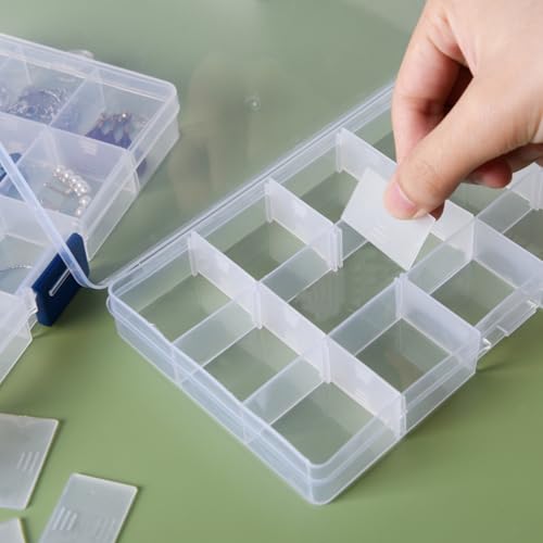 Luxiremi Organiser Box 2Pcs Small Craft Storage Boxes with Compartments Clear Plastic Storage Earring Containers Jewellery Screw Box with Adjustable Dividers for Small Items Tools Travel 4 Luxiremi Organiser Box 2Pcs Small Craft Storage Boxes with Compartments Clear Plastic Storage Earring Containers Jewellery Screw Box with Adjustable Dividers for Small Items Tools Travel - Image 4