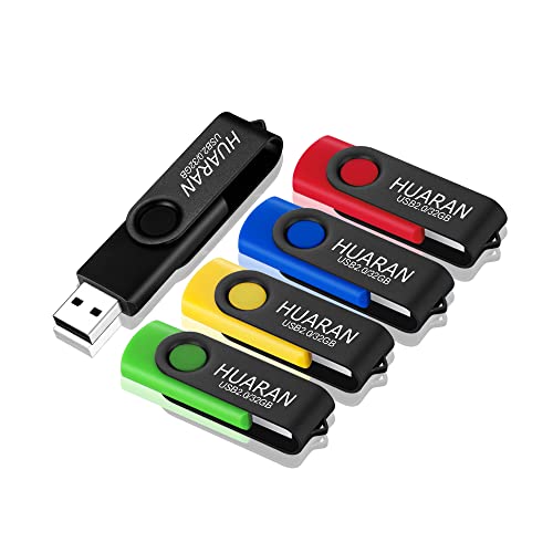 PenDrives 32 GB 5 peças USB Flash Drives, HUARAN Memórias USB 2.0 de memória dispositivos externos com indicador LED, (preto, azul, verde, amarelo, vermelho)