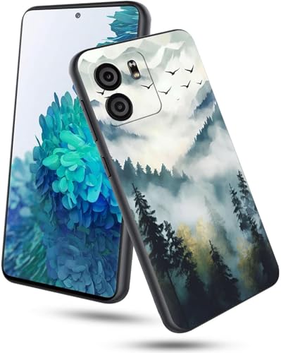GFRGTFHYT Schutzhülle für BLU View 5 B160V 16,7 cm (6,5 Zoll), schlanke, weiche TPU-Silikonhülle mit Nebelwald-Design für Damen, kratzfest, stoßfest, Schutzhülle für BLU View 5 2024