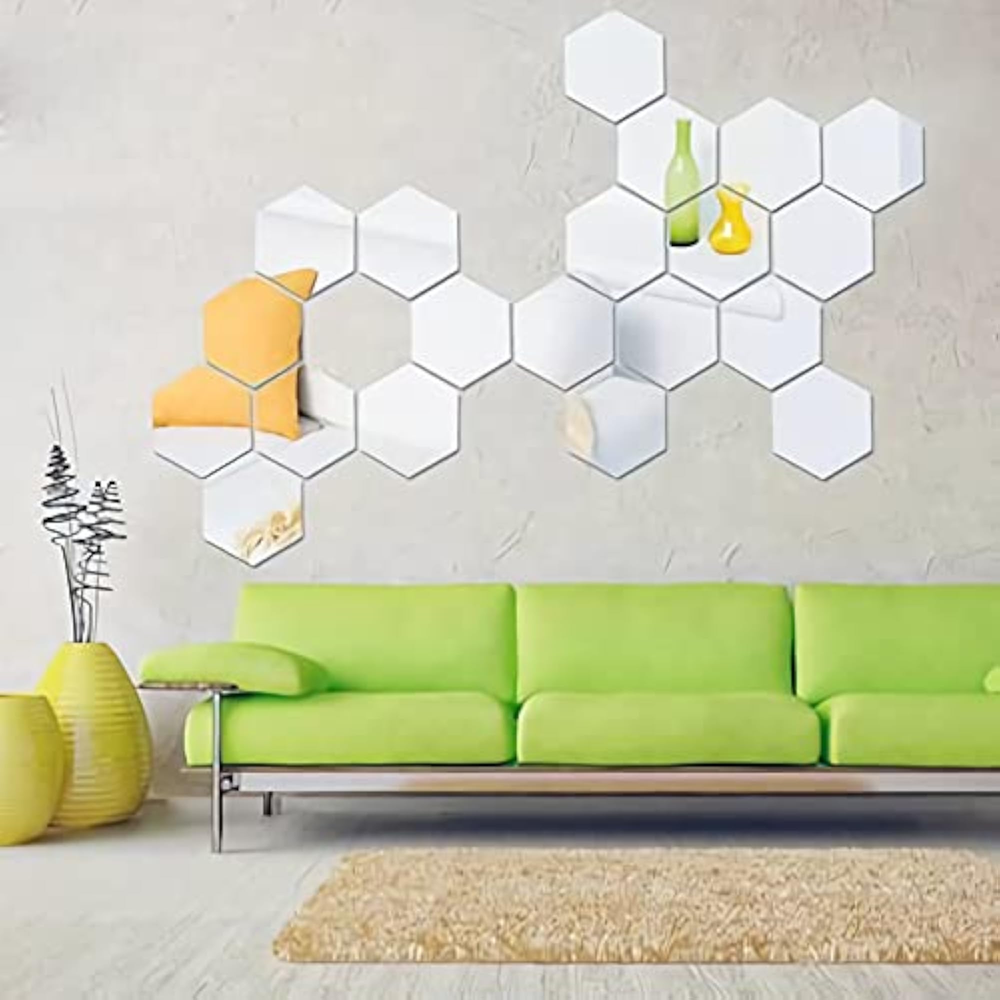 Hexagonal Silver Wall Decor 3D Acrylic Mirror Stickers