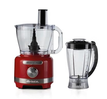 Foto di Ariete 1782 Gourmet Pro Moderna, Robot da cucina, Tritatutto 3L, Frullatore 2L, 2 velocità + Pulse, Set di lame + Disco in acciaio inox, Accessorio spremiagrumi, Rosso