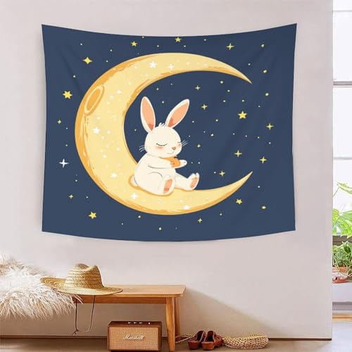 Tapisserie murale tissu motif lapin deco grand format 3D