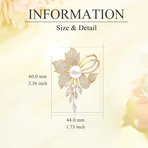 Image of Flower Brooch for Women Rhinestone Flower Brooch Pins Floral Brooches Jewelry Gift for Mom Wife