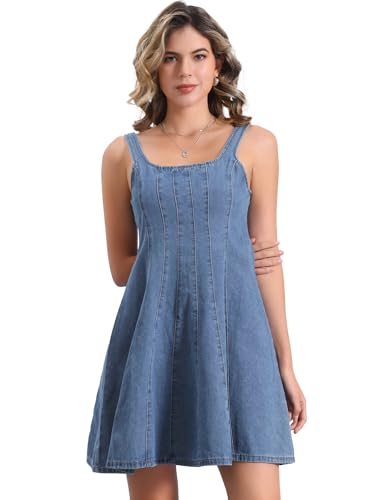 Allegra K Jeanskleid für Damen, lässiges Tank-Minikleid mit...