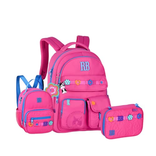 Kit Mochila Escolar Rb Rebecca Bonbon Costas Estojo E Lancheira Letrinha (Rosa)