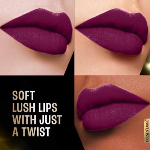 Image of Lakme Forever Matte Lipstick, Waterproof, Non Drying, Creamy Matte Bullet Lipstick Made With French Rose Oil Extracts, Purple Diamond, 4.5g